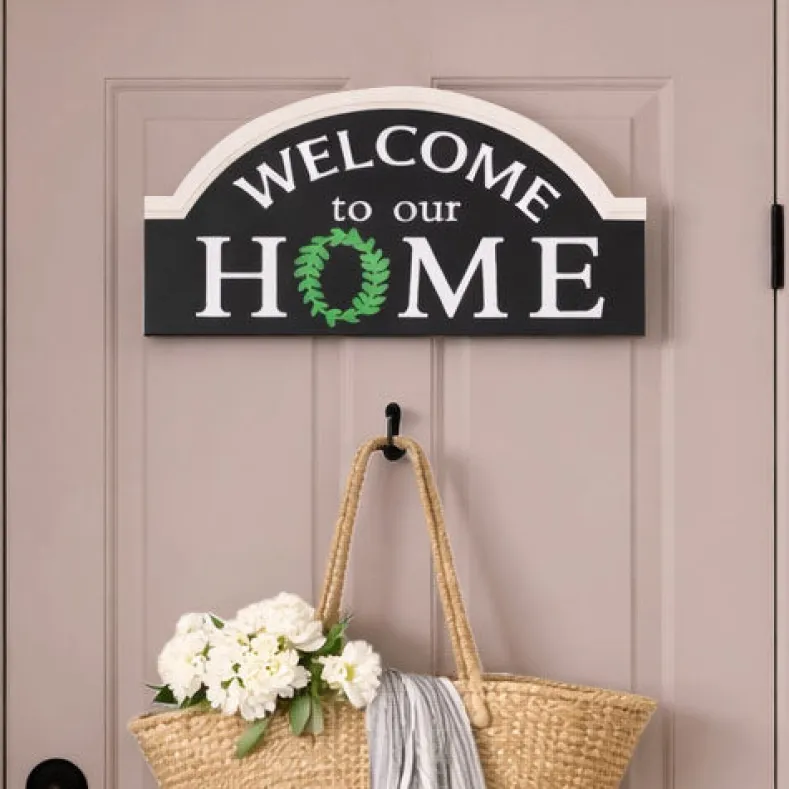 Welcome To Our Home Black Doorway Sign