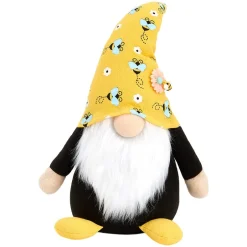 Whimsical Plush Bee Gnome with Buzzing Bees