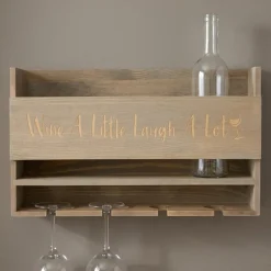 Wine Rack with Wine Glass Storage, Wall-Mounted