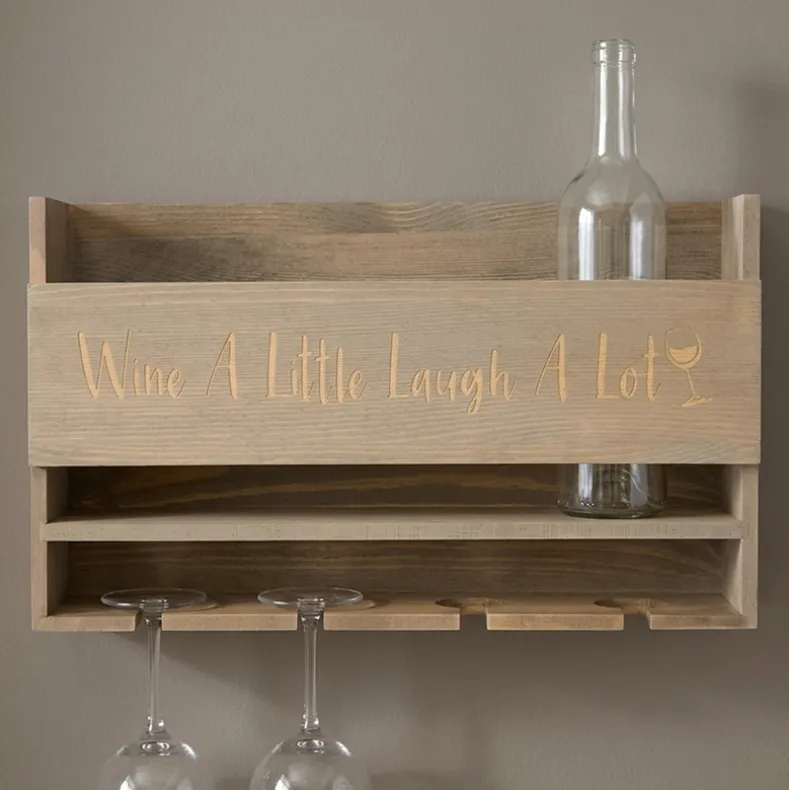 Wine Rack with Wine Glass Storage, Wall-Mounted