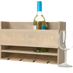 Wine Rack with Wine Glass Storage, Wall-Mounted