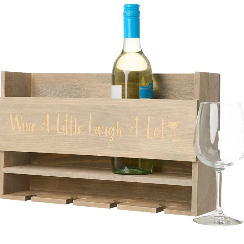 Wine Rack with Wine Glass Storage, Wall-Mounted