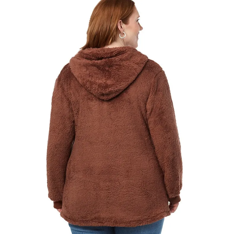 Women's Brown Zip-Up Fleece Hoodie