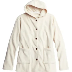 Women's Button-Up Fleece Jacket with Hood