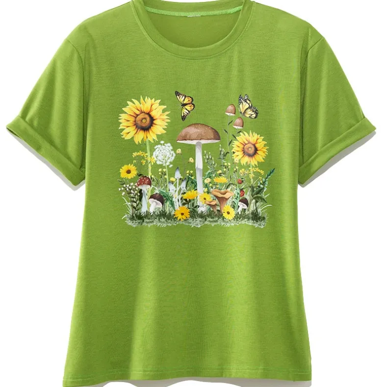 Women's Colorful Floral Short Sleeve Graphic T-Shirt