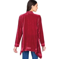 Women's Embroidered Velvet Open Front Cardigan