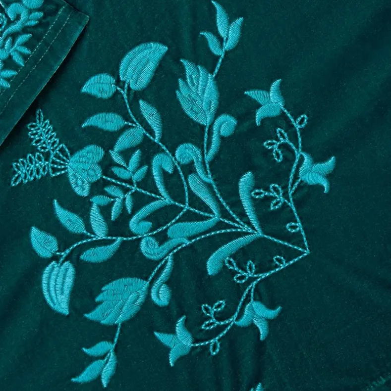 Women's Embroidered Velvet Open Front Cardigan