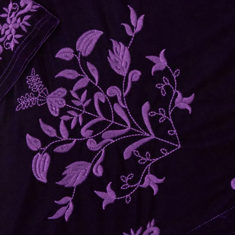 Women's Embroidered Velvet Open Front Cardigan