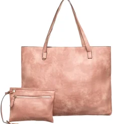 Women's Faux Leather Reversible Tote Bag with Matching Purse
