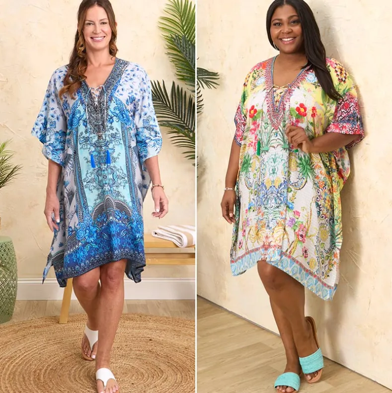 Women's Lace-Up Swimsuit Cover-Up Kaftan