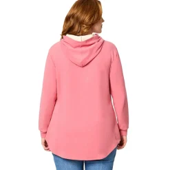 Women's Long-Sleeve Hooded Pullover with Decorative Buttons