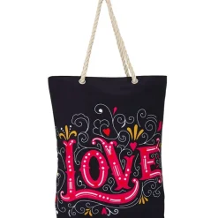 Women's Love Heart Tote Bag with Rope Handle