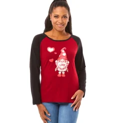 Women's Valentine's Day Jersey Gnome Red Black