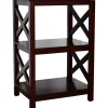 Wood Accent Table with Open Sides in X Design - 2-Tier