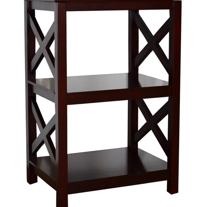 Wood Accent Table with Open Sides in X Design - 2-Tier