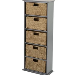 Wooden Shelving Unit with Seagrass Drawers