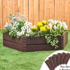 Wood Plank Raised Garden Bed - 6 Piece Kit